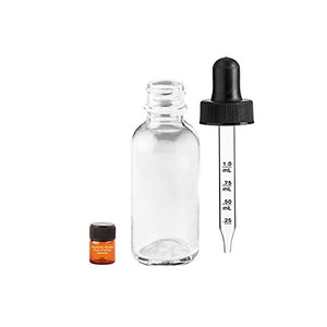 Perfume Studio 1oz Calibrated Glass Dropper Bottles for Essential Oils - Pack of 6 Durable Clear Glass Dropper Bottles Plus Free Perfume Sample Vial (1 Oz, Clear Glass)