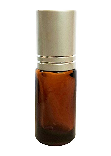 Perfume Studio® Set of 5ml Amber Glass Roller Bottles with Silver Caps and Glass Balls for Essential Oils, Body Oils, Pain Medicine (6, Amber with Glass Ball)