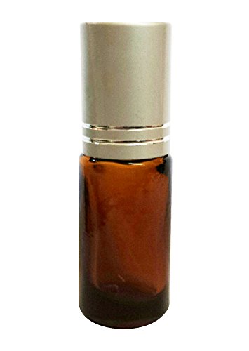 Perfume Studio® Set of 5ml Amber Glass Roller Bottles with Silver Caps and Metal Ball for Essential Oils, Body Oils, Pain Medicine (12, Amber with Metal Ball)