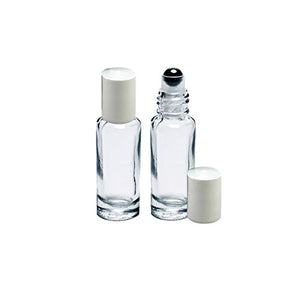 Perfume Studio 5ml Roller Bottle Metal Roll-On Bottles for Essential, Body Oils and Aromatherapy Oils (White Caps) (3)