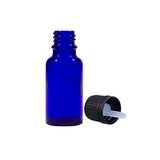 Euro Dropper Bottle Cobalt Blue Glass Boston Round Tamper Evident Cap Bottles for Aromatherapy Essential Oils, Lot of 6 Empty Euro Dropper Bottles