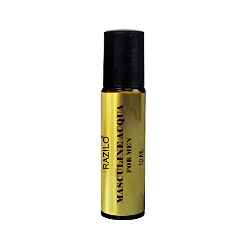 Razilo Masculine Acqua; a Pure Long Lasting Perfume Oil for Men; 10ml roll on Amber Glass Roller Bottle