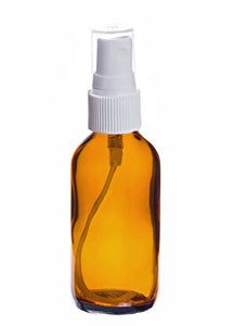 Perfume Studio Amber Glass Spray Bottles with White Sprayers - Set of 4 Amber Glass Sprayer Bottles and 1 Oil Sample. (1 OZ White Spray)