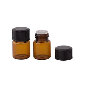 2ml Amber Glass Bottles with Orifice Reducers and Black Caps 16mm*23mm (50 Sets)