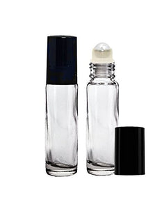 Perfume Studio® Glass Ball Roller Bottle - 10ml Clear Glass with Black Cap; 2 Piece Set (Glass Ball, Clear)
