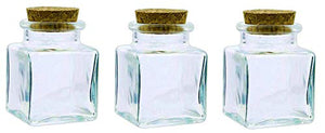 Glass Square Bottle with Corks; 2.75 oz Capacity with Complimentary Pure Parfum Sample Included (3, Corked Square Jar)