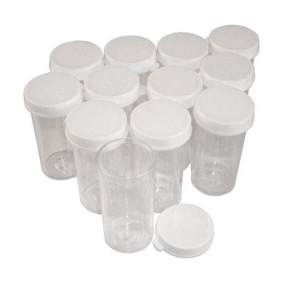 Plastic Vials, Set of 12, Polystyrene, 5 Dram / 18.5mL