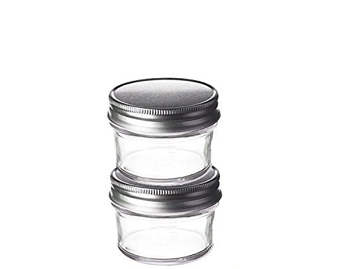 Perfume Studio Small Eco Mason Glass Jars with Lids. (2-Jars, 4oz Tapered Glass Jars, Silver Lids)