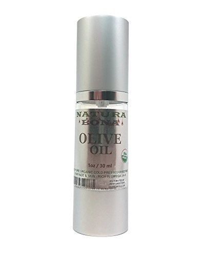 Olive Oil 1oz. 100% Pure Organic Moistening Oil for Skin and Hair in a Travel Size Airless Pump Bottle. All-Natural Anti-Aging Oil to fight skin blemishes & aging skin lines. (1oz Olive Oil)
