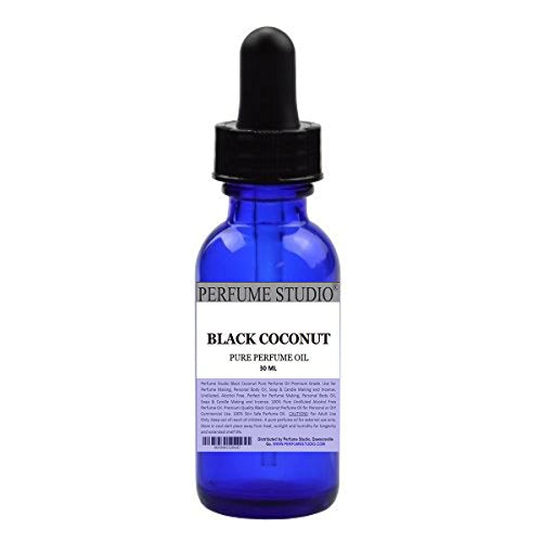 Black Coconut Perfume Oil Premium Grade. Use for Perfume Making, Personal Body Oil, Soap & Candle Making and Incense; 1oz Cobalt Glass Dropper Bottle. Pure Undiluted, Alcohol Free Oil