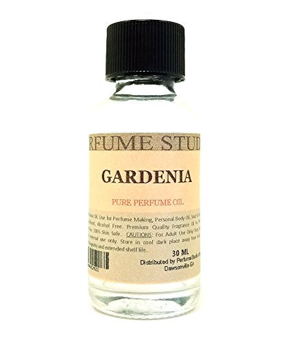 Gardenia Perfume Oil for Perfume Making, Personal Body Oil, Soap, Candle Making & Incense; Splash-On Clear 30ml Glass Bottle. Premium Quality Undiluted & Alcohol Free (1oz, Gardenia Fragrance Oil)