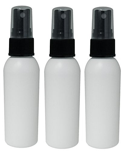 Perfume Studio 2oz HDPE White Plastic Bottles with Fine Mist Black Sprayer, BPA Free, Travel Accessories Bottles.