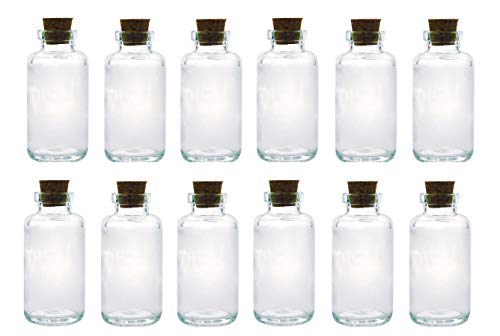 Apothecary Essential Oil Glass Bottle with Cork; 6oz Liquid Capacity. Clear, Thick Glass Essential Oil Bottle with Complimentary Perfume Oil Sample (12, Apothecary Corked Glass Bottle)