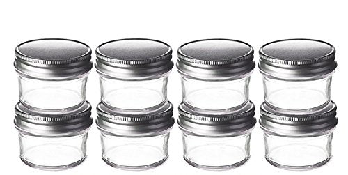 Perfume Studio 4oz Mason Tapered Glass Jars with Silver Lids. (8 Jars Bulk Purchase). Use for Favors, Desserts, Jam, Candy, Honey, Baby Foods, Spices, Canning, Craft.