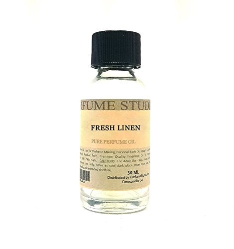 Pure Perfume Oil for Perfume Making, Personal Body Oil, Soap, Candle Making & Incense; Splash-On Clear Glass Bottle. Premium Quality Undiluted & Alcohol Free (1oz, Fresh Linen)