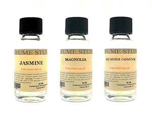 Perfume Studio Fragrance Oil Set 3-Pk 1oz Each for Making Soaps, Candles, Bath Bombs, Lotions, Room Sprays, Colognes (White Floral, Jasmine, Magnolia, Summer Jasmine)