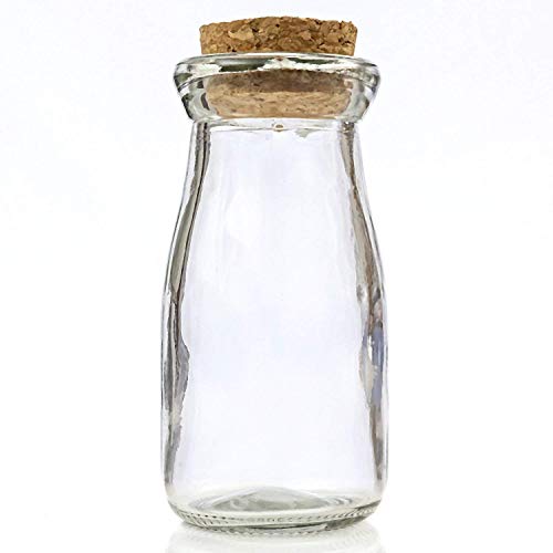 FASHIONCRAFT Perfectly Plain Collection Vintage Glass Milk Bottle with Round Cork top