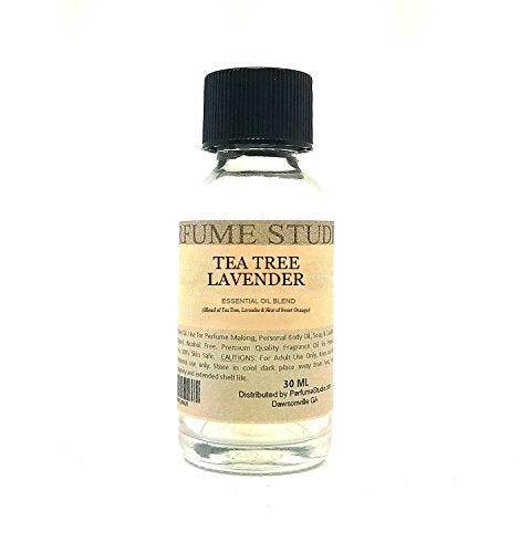 Essential OIl Blend for Perfume Making, Personal Body Oil, Soap, Candle Making & Incense; Splash-On Clear Glass Bottle. Premium Quality Undiluted & Alcohol Free (1oz, Tea Tree Lavender)
