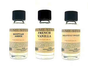 Perfume Studio Fragrance Oil Set 3-Pk 1oz Each for Making Soaps, Candles, Bath Bombs, Lotions, Room Sprays, Colognes (Aromatic Oriental, Egyptian Amber, French Vanilla, Heavenly Sweet)
