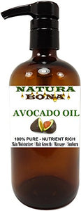 Avocado Oil Pump, 100% Pure Organic Cold Pressed Rich in Vitamin E - BIG 16 OZ Glass Pump Bottle: Great for Massages, Carrier Oil, Skin Moisturizer, Hair Conditioner, Sunburns (AVOCADO OIL, 16 OZ)