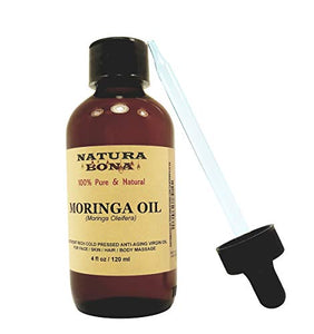 MORINGA OIL for Face/Skin/Hair. The Anti-aging Miracle Oil from the Himalayas. 100% Pure Unrefined Cold Pressed Virgin Oleifera Oil: Rich in Nutrients & Antioxidants (4oz Glass Dropper Bottle)