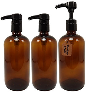 Perfume Studio® 16 oz Amber Glass Bottle With Pump, Package of 3 (AMBER GLASS)
