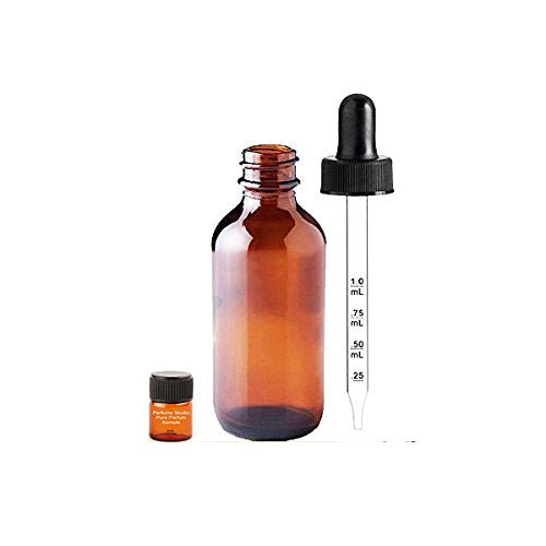 Perfume Studio Calibrated Glass Dropper - Pack of 6 Amber 2oz Glass Droppers with Printed Calibrations on the Pipette Plus Free Perfume Sample Vial (2 Oz, Amber)