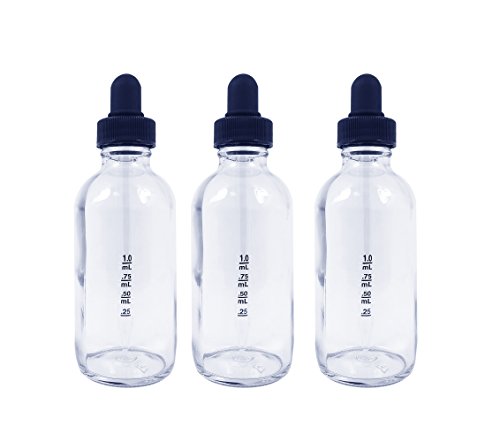 Perfume Studio 4oz Calibrated Clear Glass Dropper Bottles for Essential Oils & Perfume Formulas - Pack of 3 Glass Dropper Bottles Plus a Bonus Free Perfume Sample Vial (3, Clear Glass Dropper)