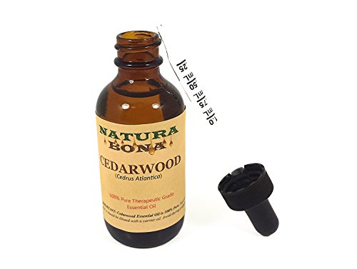 Pure Cedarwood Essential Oil 2 OZ / 60 ML in Amber Glass Graduated Dropper Bottle. Premium Therapeutic Grade Texas Cedarwood Oil Use in Diffuser, Aromatherapy.
