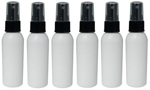 Perfume Studio 2oz HDPE White Plastic Bottles with Fine Mist Black Sprayer, FDA APPROVED, Non-Toxic, Food Grade, BPA Free, MADE IN USA Travel Accessories Bottles. (6, 2oz White/Black Sprayer Bottle)