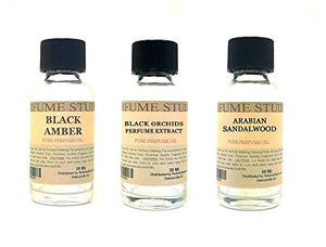 Perfume Studio Fragrance Oil Set 3-Pk 1oz Each for Making Soaps, Candles, Bath Bombs, Lotions, Room Sprays, Colognes (Aromatic Oriental, Black Amber, Black Orchid, Arabian Sandalwood)