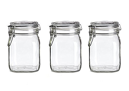 Bale Glass Jars - Food Grade and Smell Proof Top Quality BPA Free Bale Glass Containers, 3 Airtight Heavy Glass Jars 39oz Capacity Each Designed to Keep Your Herbs and Food Fresh for a Long Time.