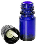 Euro Dropper Bottle Cobalt Blue Glass Boston Round Tamper Evident Cap Bottles for Aromatherapy Essential Oils, Lot of 6 Empty Euro Dropper Bottles