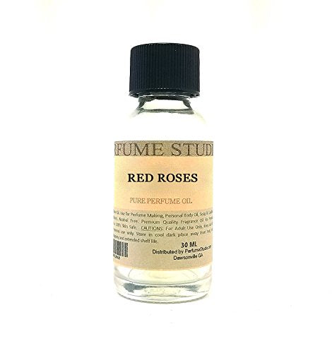 Pure Perfume Oil for Perfume Making, Personal Body Oil, Soap, Candle Making & Incense; Splash-On Clear Glass Bottle. Premium Quality Undiluted & Alcohol Free (1oz, Red Roses)