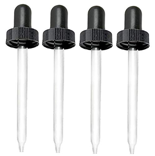 Replacement Straight Glass Tip Pipette Droppers with a Black Bulb for 4oz Boston Round Bottles with a 22/400 Neck Finish (No Bottles), Plus Free Perfume Studio Pure Parfum 2ml Sampler (22mm Neck Size)