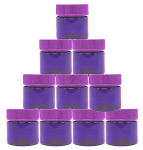 15 Gram Cosmetic Jar. Top Quality Beautiful BPA Free PET Empty Purple Containers, Round Pot Screw Cap Lid, Small 15 ml Jars with Lids for Make Up, Eye Shadow, Nails, Powder, Gems, Jewelry. (10)