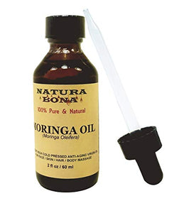 MORINGA OIL for Face/Skin/Hair. The Anti-aging Miracle Oil from the Himalayas. 100% Pure Unrefined Cold Pressed Virgin Oleifera Oil: Rich in Nutrients & Antioxidants (2oz Glass Dropper Bottle)