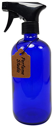Perfume Studio Professional Grade Blue Cobalt Glass Boston Round Bottle with Trigger Sprayer - Perfect for Essential Oils, Cleaners, Aromatherapy, Cooking Oils (16 OZ, BLUE COBALT GLASS)