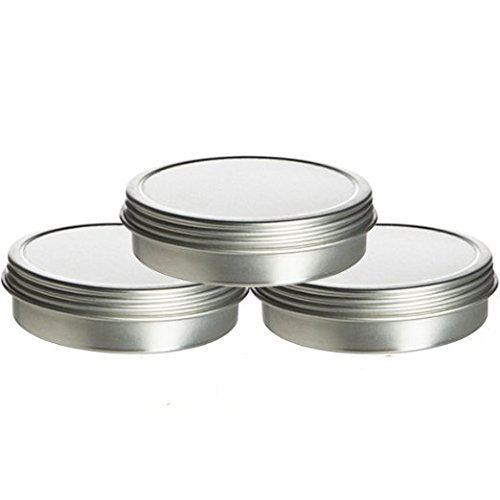 8oz Screw Top Tins - Set of 3 Food Grade Seamless Screwtop Shallow Tin Containers with Continuous Thread Cap