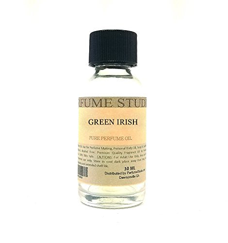 Pure Perfume Oil for Perfume Making, Personal Body Oil, Soap, Candle Making & Incense; Splash-On Clear Glass Bottle. Premium Quality Undiluted & Alcohol Free (1oz, Green Irish)