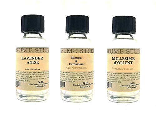 Perfume Oil Set 3-Pieces, 1oz Each for Making Soaps, Candles, Bath Bombs, Lotions, Room Sprays, Colognes (Oriental Spicy, Lavender Anise, Mimosa & Cardamom, Milleseme D'Orient)