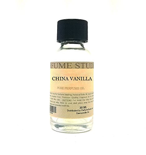 Perfume Oil for Perfume Making, Personal Body Oil, Soap, Candle Making & Incense; Splash-On Clear Glass Bottle. Premium Quality Undiluted & Alcohol Free (1oz, China Vanilla)