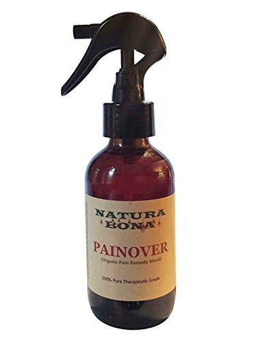 Organic Essential Oil Blend for Relief of Body Aches and Pain; Sore Muscles, Back Pain, Cramps, Mild Arthritis & More. Easy to Use 4 oz Amber Glass Trigger Sprayer Bottle