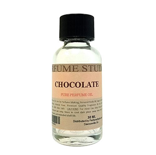 Chocolate Perfume Oil for Perfume Making, Personal Body Oil, Soap, Candle Making & Incense; Splash-On Clear Glass Bottle. Premium Quality Undiluted & Alcohol Free (1oz, Chocolate Fragrance Oil)