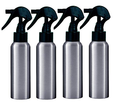 Aluminum Trigger Spray Bottles; 2.7 oz 4-Pack & Free Perfume Studio Sample Fragrance Oil. (Black Trigger Sprayer)