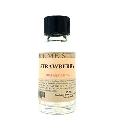 Strawberry Perfume Oil for Perfume Making, Personal Body Oil, Soap, Candle Making & Incense; Splash-On Clear Glass Bottle. Premium Quality Undiluted & Alcohol Free (1oz, Strawberry Fragrance Oil)