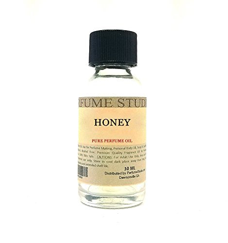 Pure Perfume Oil for Perfume Making, Personal Body Oil, Soap, Candle Making & Incense; Splash-On Clear Glass Bottle. Premium Quality Undiluted & Alcohol Free (1oz, Pure Honey Fragrance Oil)