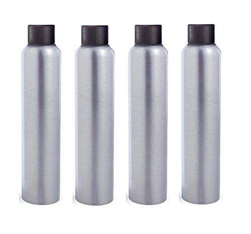 4oz Aluminum Bottles 4-Pack with Black Cap. Choice of Different Choice of Tops & Free Perfume Studio Sample Fragrance (4oz, Black Cap)