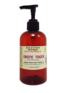 Natura Bona Sensual Massage Oil. The Perfect Synergy of Jojoba & Almond Oil blended with a Touch Vanilla Sandalwood. An Invigorating Body Massage Oil for Men & Women; 8oz Pump