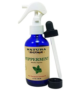 Peppermint Oil Spray.100% Pure Premium Quality, Undiluted. Use to Naturally Repel Ants, Spiders, Mice, Mosquitoes, Many Other Critters Invading Your Home. (4oz Cobalt Dropper/Trigger Sprayer Bottle)